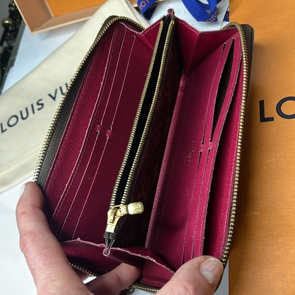Louis Vuitton Clemence Logo Fucia Zippy Long Zip Around Clutch Wallet Box Papers - Picture 3 of 14